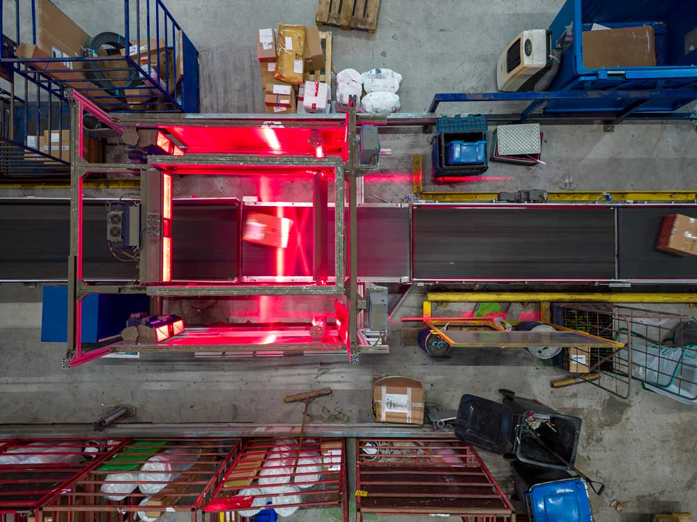 overhead view of a warehouse